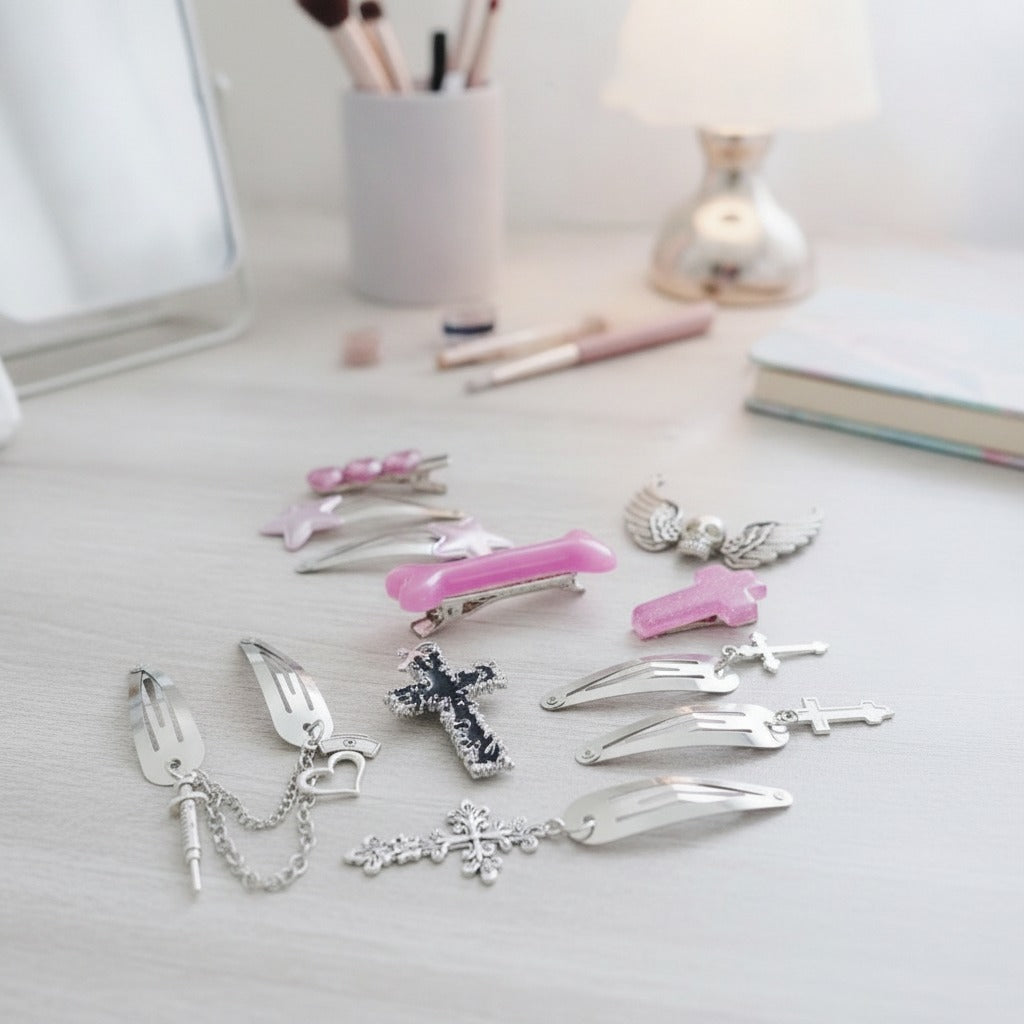 Kawaii Goth Hair Clip Set – hair accessories (view 2)