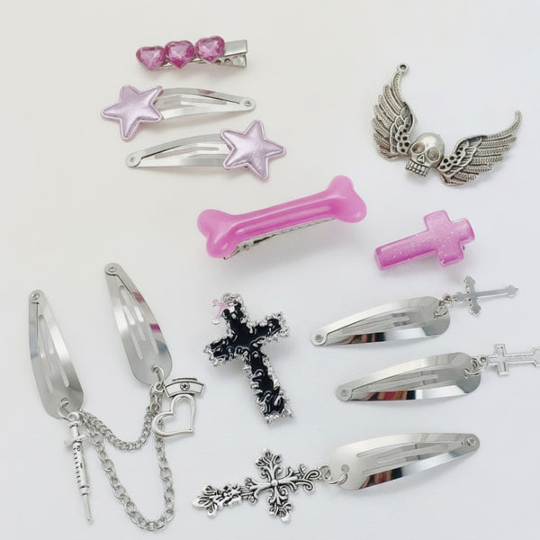Kawaii Goth Hair Clip Set