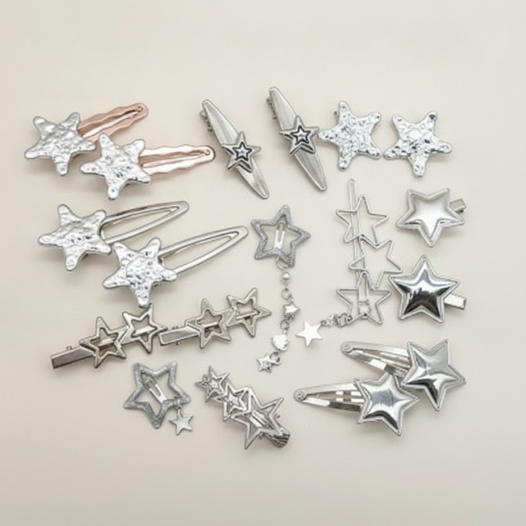 Assorted Metallic Star Hair Clip Set – hair accessories (view 1)
