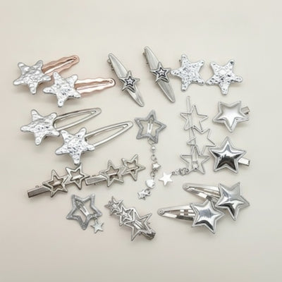 Assorted Metallic Star Hair Clip Set