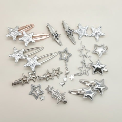 Assorted Metallic Star Hair Clip Set – hair accessories (view 1)