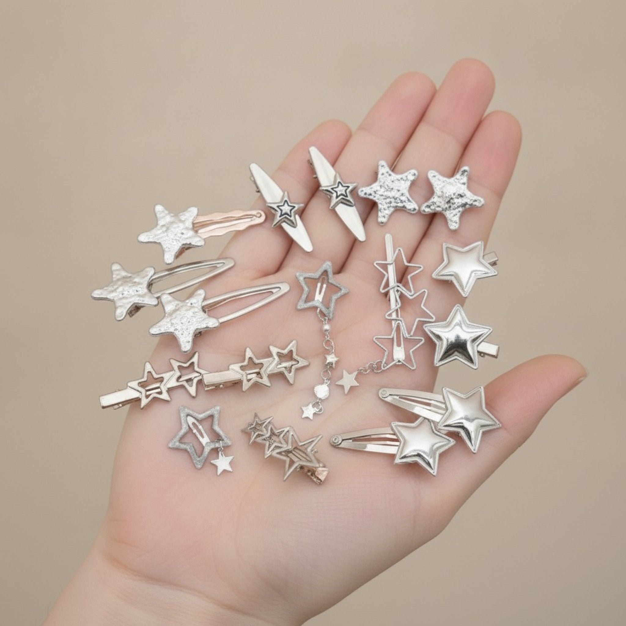 Assorted Metallic Star Hair Clip Set – hair accessories (view 4)