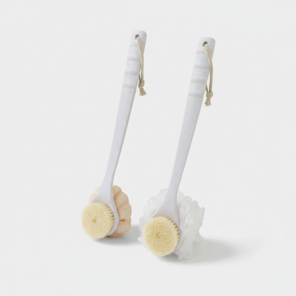 Long Handle Bath Brush With Loofah Sponge