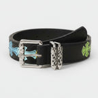 Black Leather Cross Charm Belt