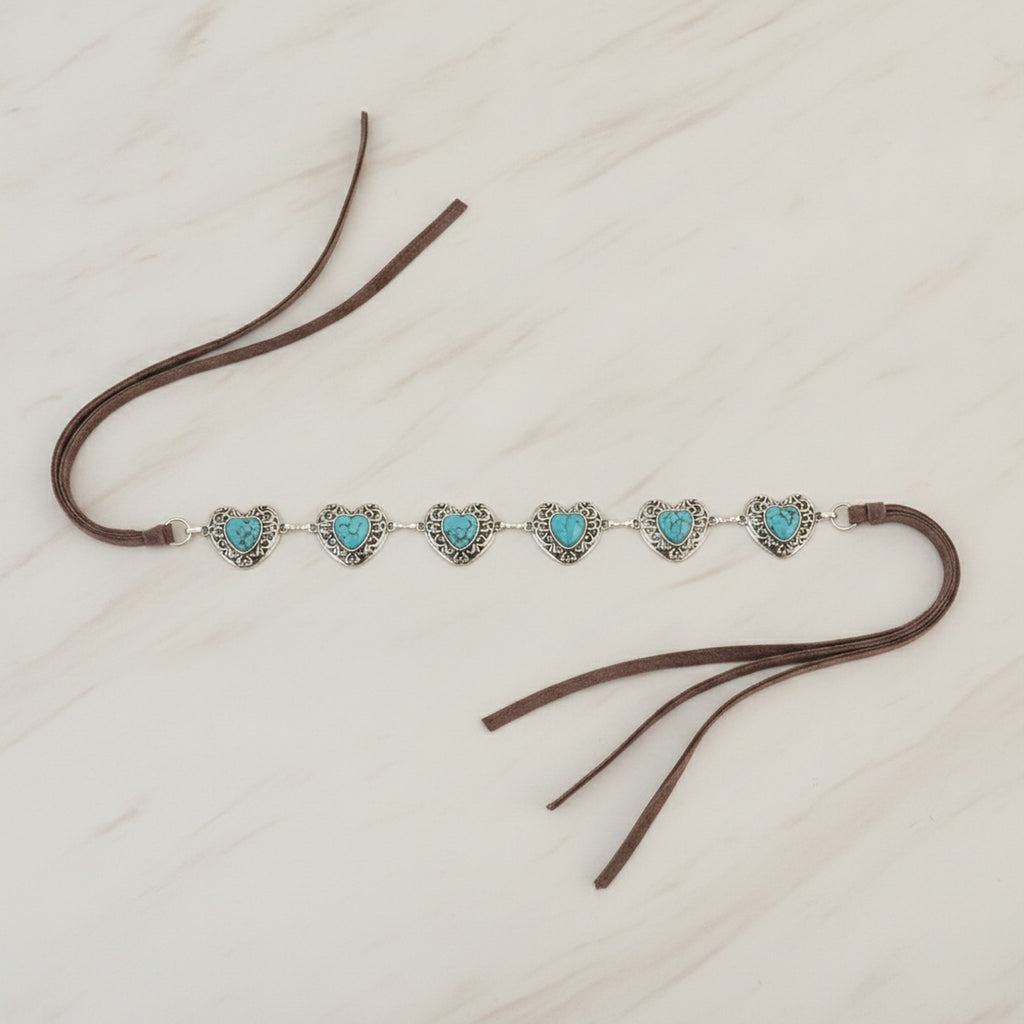 Silver Heart Turquoise Stone Belt – scarves & belts (view 2)