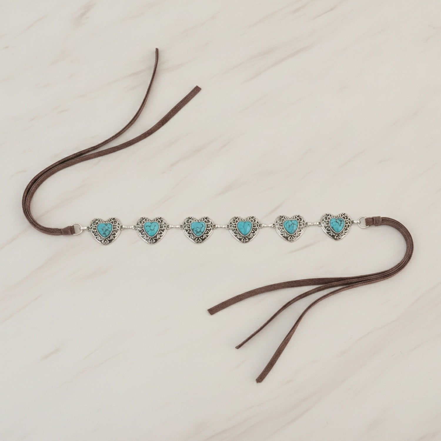 Silver Heart Turquoise Stone Belt