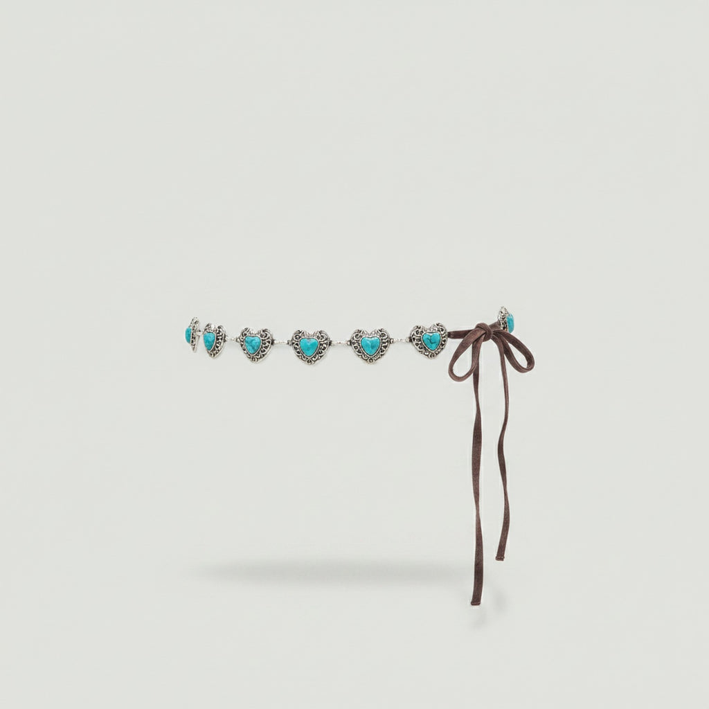 Silver Heart Turquoise Stone Belt – scarves & belts (view 1)