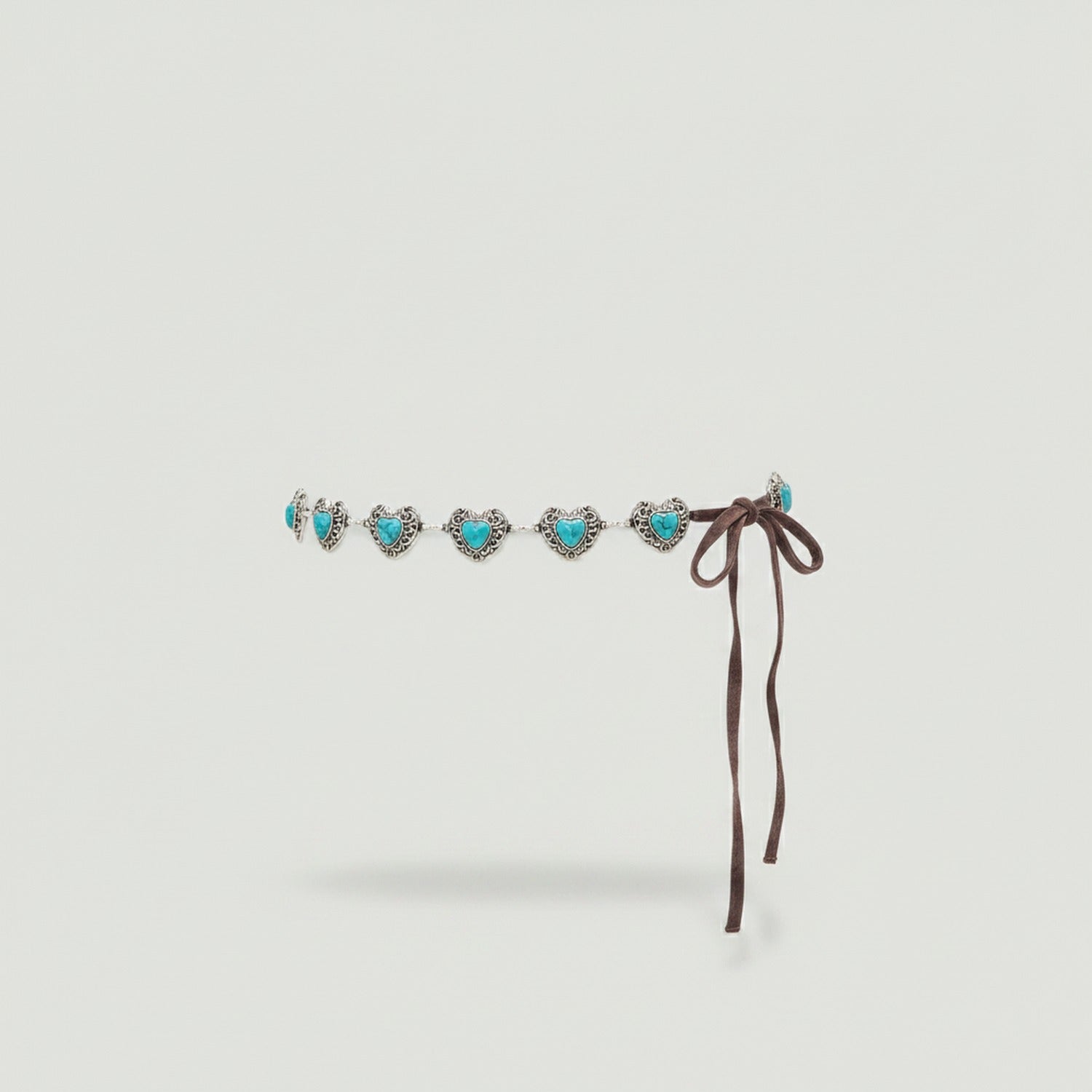 Silver Heart Turquoise Stone Belt