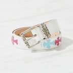 White Leather Cross Embellished Belt – scarves & belts (view 3)