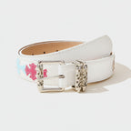 White Leather Cross Embellished Belt – scarves & belts (view 1)