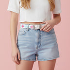 White Leather Cross Embellished Belt – scarves & belts (view 2)