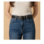 Black Studded Leather Belt With Gold Buckle – scarves & belts (view 2)