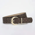 Brown Studded Leather Circle Buckle Belt