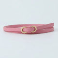 Pink Leather Ring Buckle Skinny Belt
