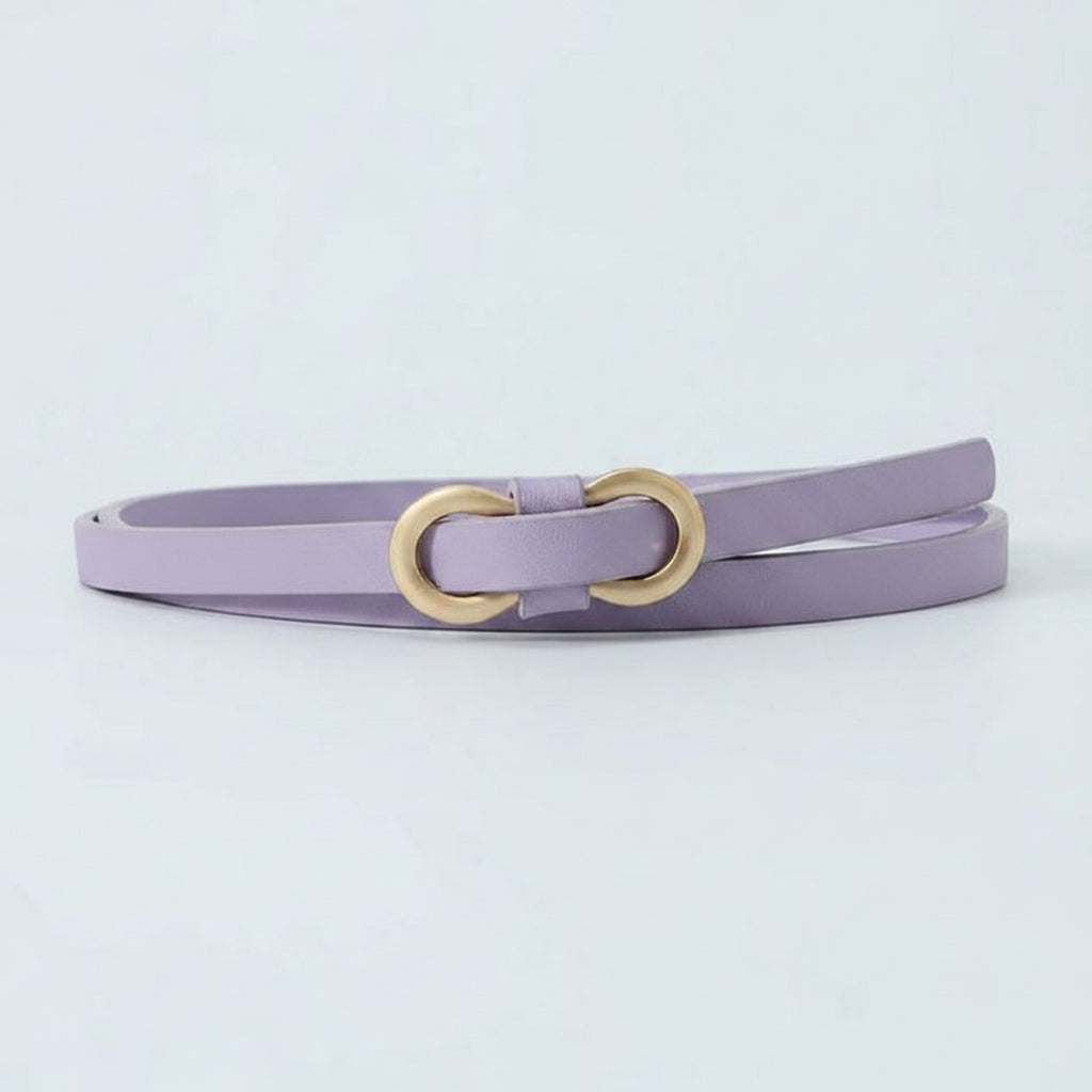 Lavender Leather Belt With Gold Ring Buckle