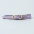 Lavender Leather Belt With Gold Ring Buckle