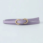 Lavender Leather Belt With Gold Ring Buckle