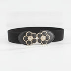 Black Elastic Belt With Flower Circle Buckle – scarves & belts (view 3)