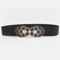 Black Elastic Belt With Flower Circle Buckle – scarves & belts (view 1)