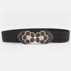 Black Elastic Belt With Flower Circle Buckle – scarves & belts (view 1)