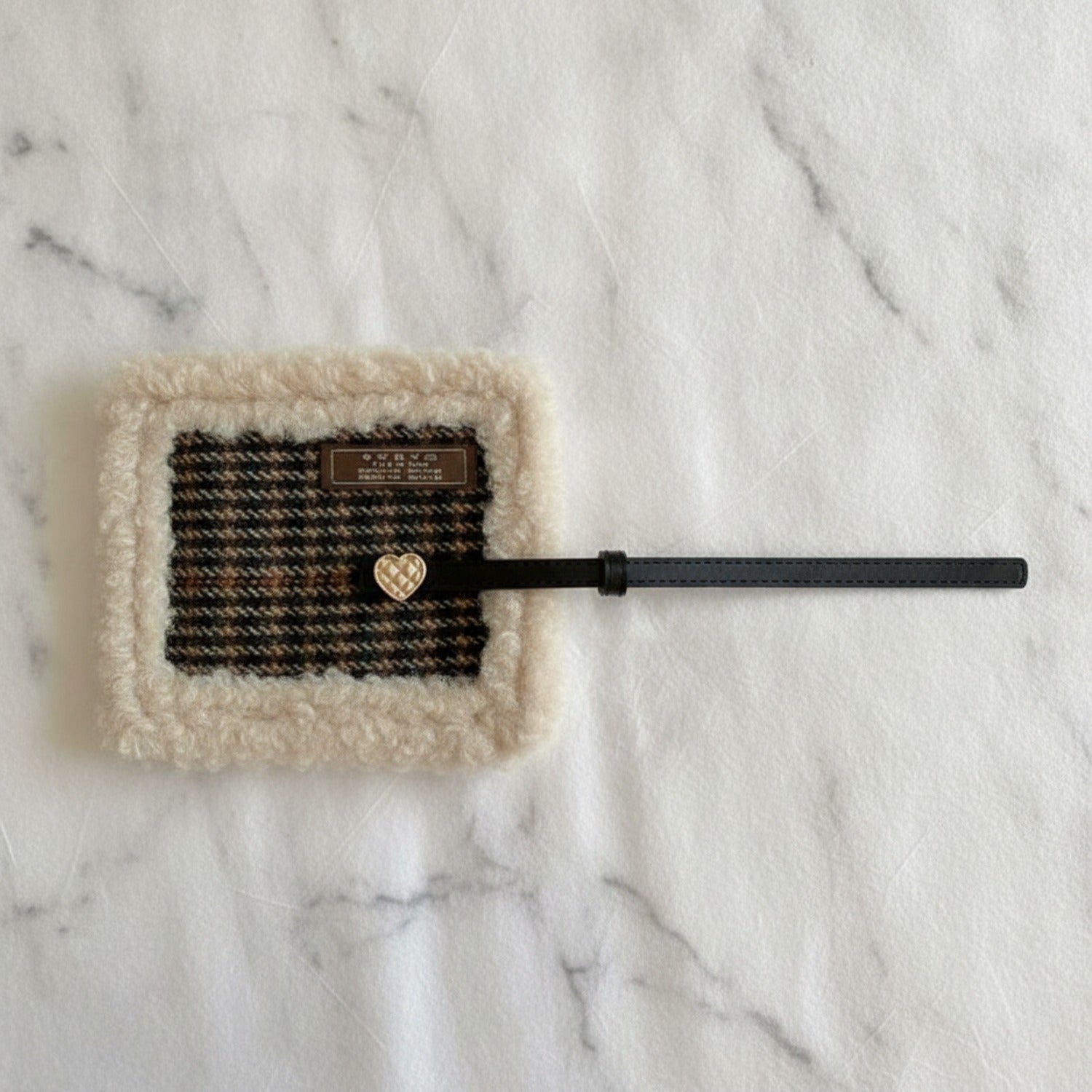 Cream Knit Belt with Black Woven Stripe Detail