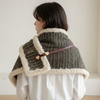 Fuzzy Cream Heart Charm Knit Belt