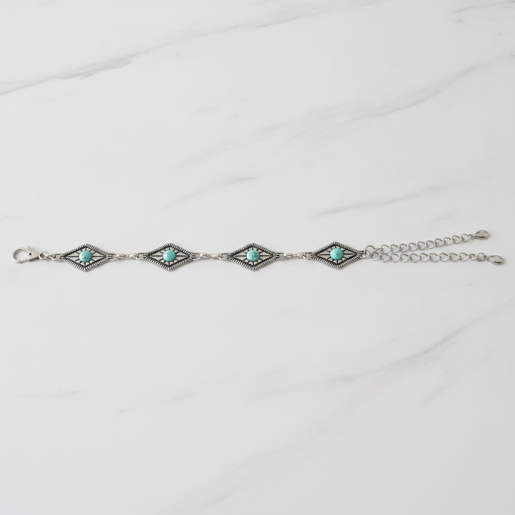 Turquoise Evil Eye Chain Belt Silver – scarves & belts (view 2)