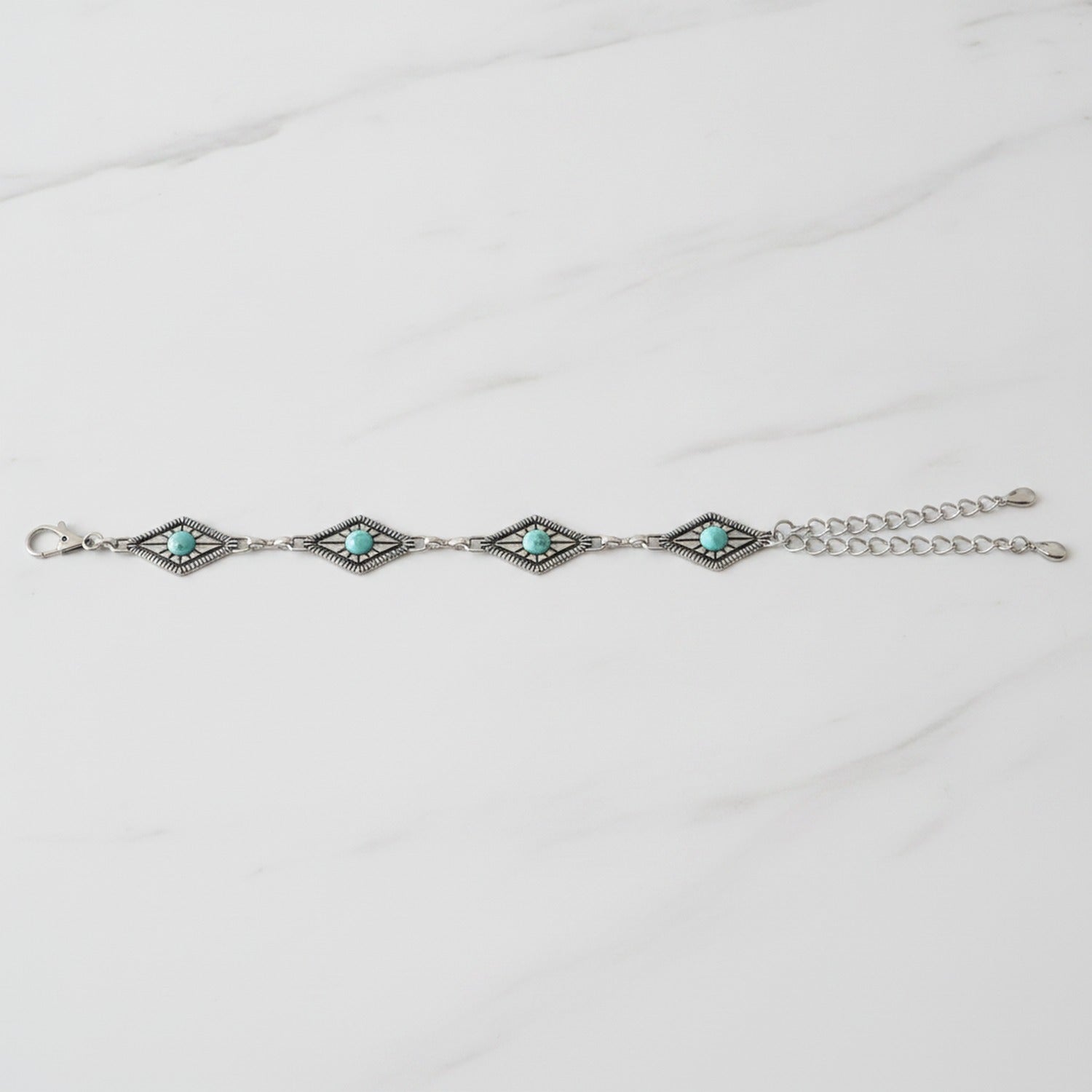 Turquoise Evil Eye Chain Belt Silver