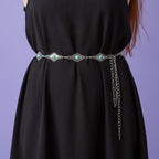Turquoise Evil Eye Chain Belt Silver – scarves & belts (view 3)
