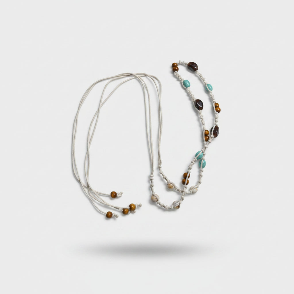 Beaded Waist Belt With Turquoise and Brown Beads