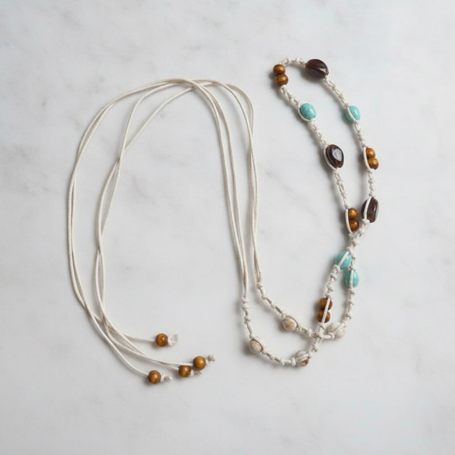Beaded Waist Belt With Turquoise and Brown Beads