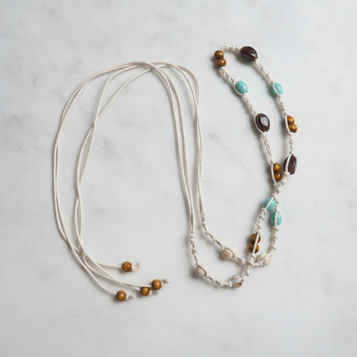 Beaded Waist Belt With Turquoise and Brown Beads