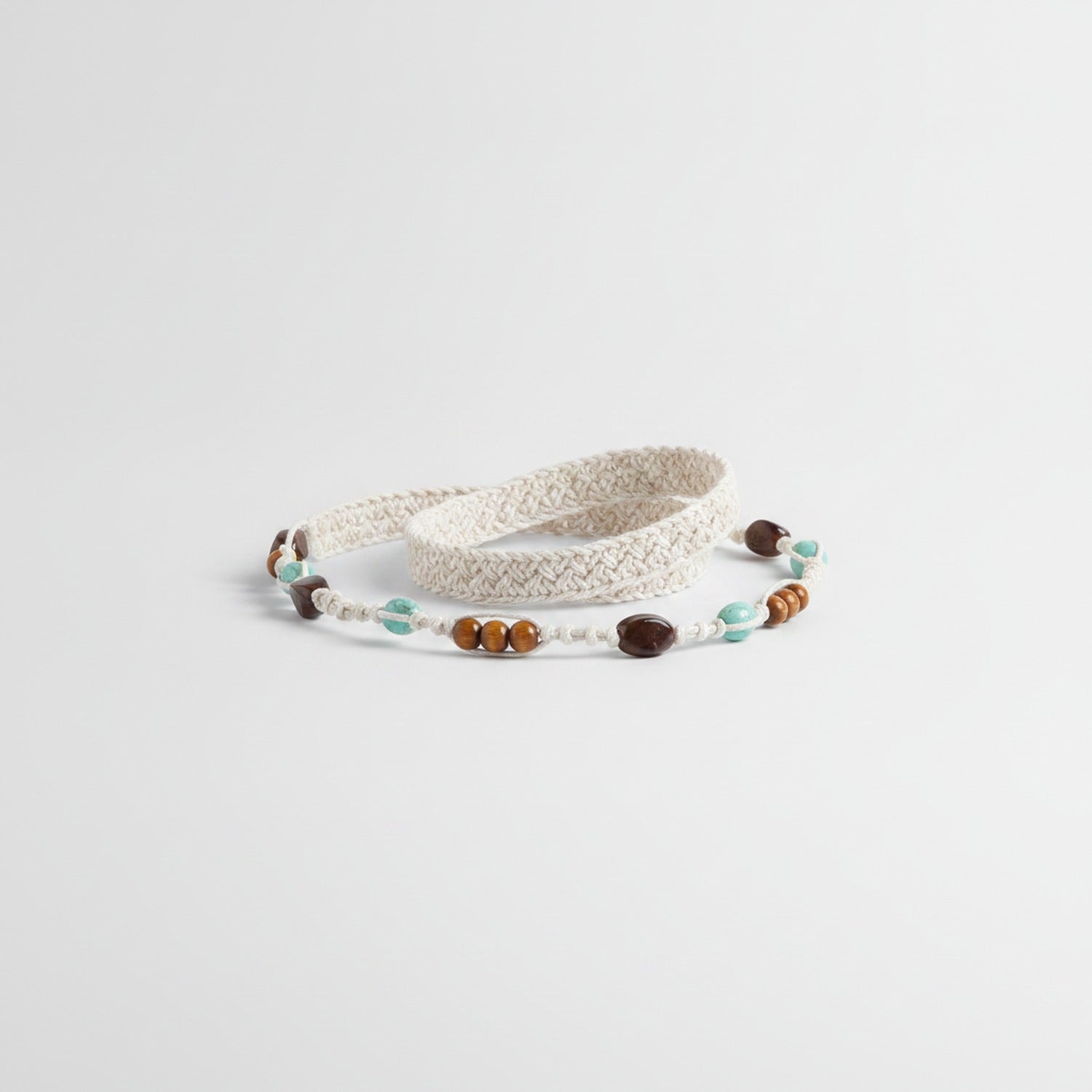 Beaded Waist Belt With Turquoise and Brown Beads