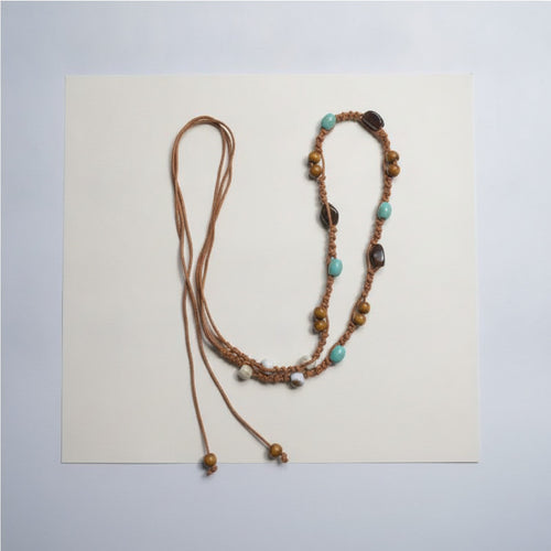Beaded Leather Cord Adjustable Waist Belt