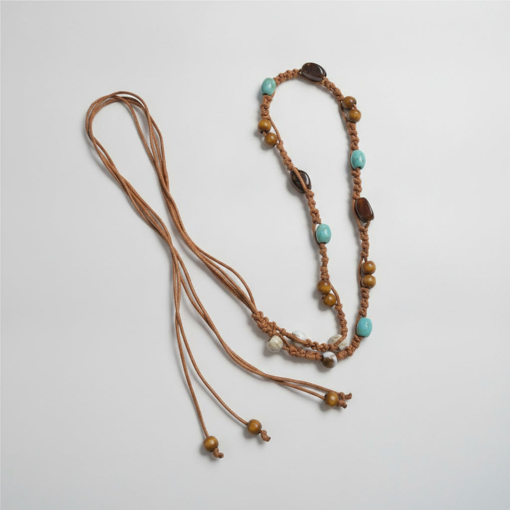 Beaded Leather Cord Adjustable Waist Belt – scarves & belts (view 1)
