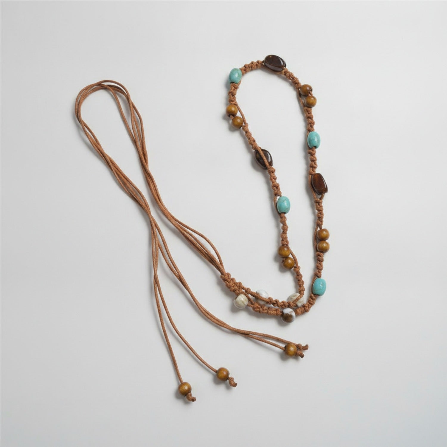 Beaded Leather Cord Adjustable Waist Belt