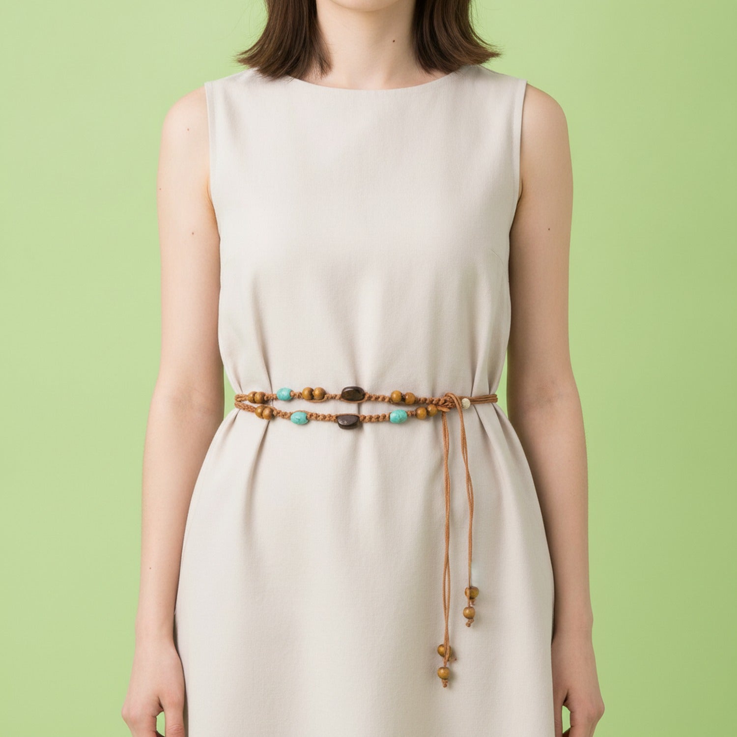Beaded Leather Cord Adjustable Waist Belt