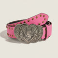 Pink Studded Heart Belt With Ornate Buckle