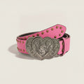 Pink Studded Heart Belt With Ornate Buckle – scarves & belts (view 1)