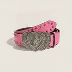 Pink Studded Heart Belt With Ornate Buckle – scarves & belts (view 1)
