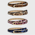 Leopard Print Skinny Belts with Gold Oval Buckle