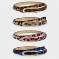 Leopard Print Oval Buckle Slim Belts Pack