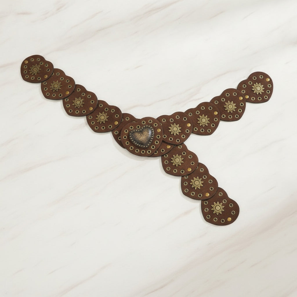 Brown Studded Heart Chain Belt – scarves & belts (view 2)