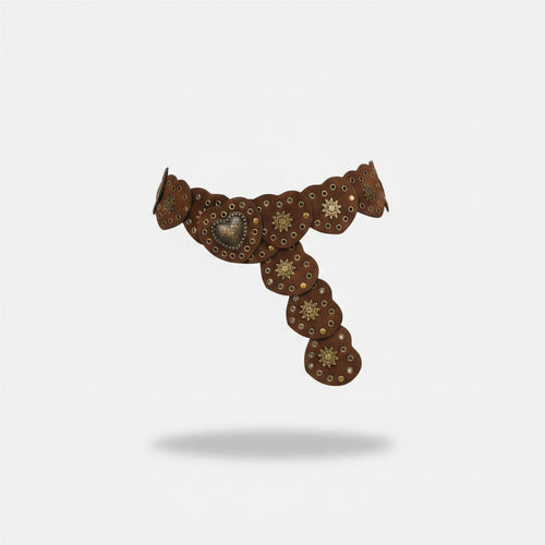 Brown Studded Heart Chain Belt – scarves & belts (view 1)