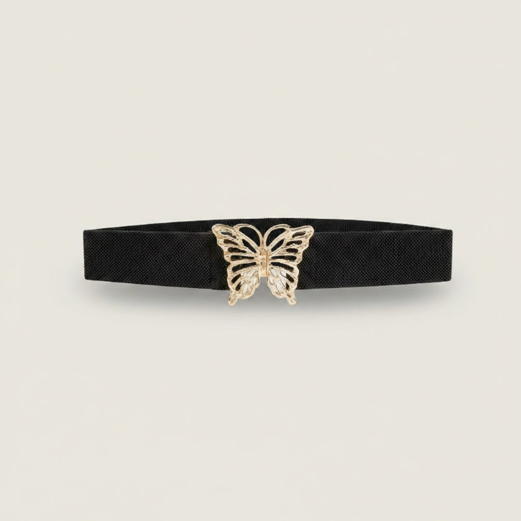 Black Butterfly Buckle Elastic Belt
