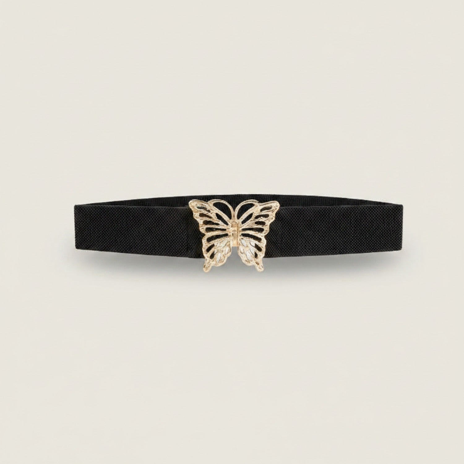 Black Butterfly Buckle Elastic Belt
