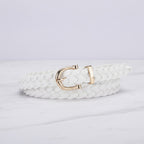 White Braided Woven Belt With Gold Buckle – scarves & belts (view 2)