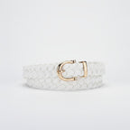 White Braided Woven Belt With Gold Buckle – scarves & belts (view 1)