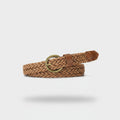 Braided Tan Leather Belt With Brass Ring Buckle