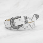 White Leather Star Studded Western Belt – scarves & belts (view 2)